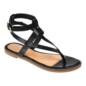 Journee Collection Women's Tangie Ankle Strap Flat Sandals Black Size 7 M
